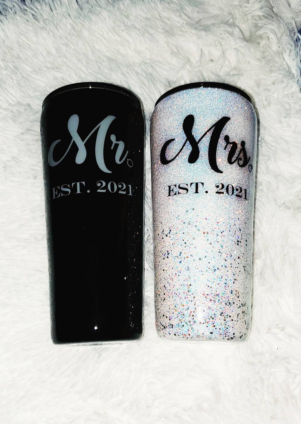 Mr & Mrs Wedding Tumbler Set | Husband and Wife Tumblers | Bride and Groom Tumblers | Personalized with the year of your choice:)