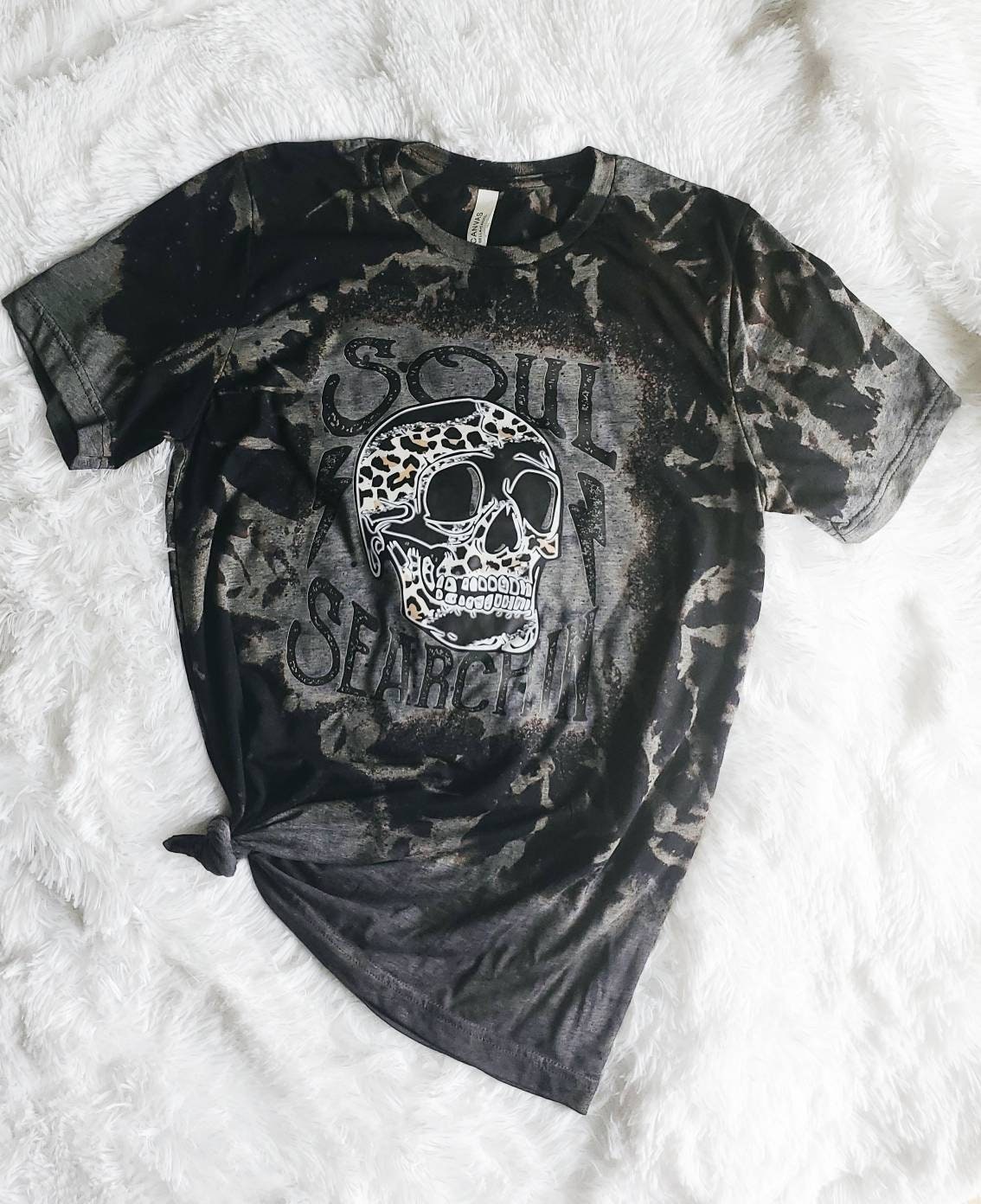 Soul Searchin T Shirt | Soul Searching Bleached Shirt | Skull Leopard T Shirt | Graphic Tee | Bleached T Shirt | Skull Shirt