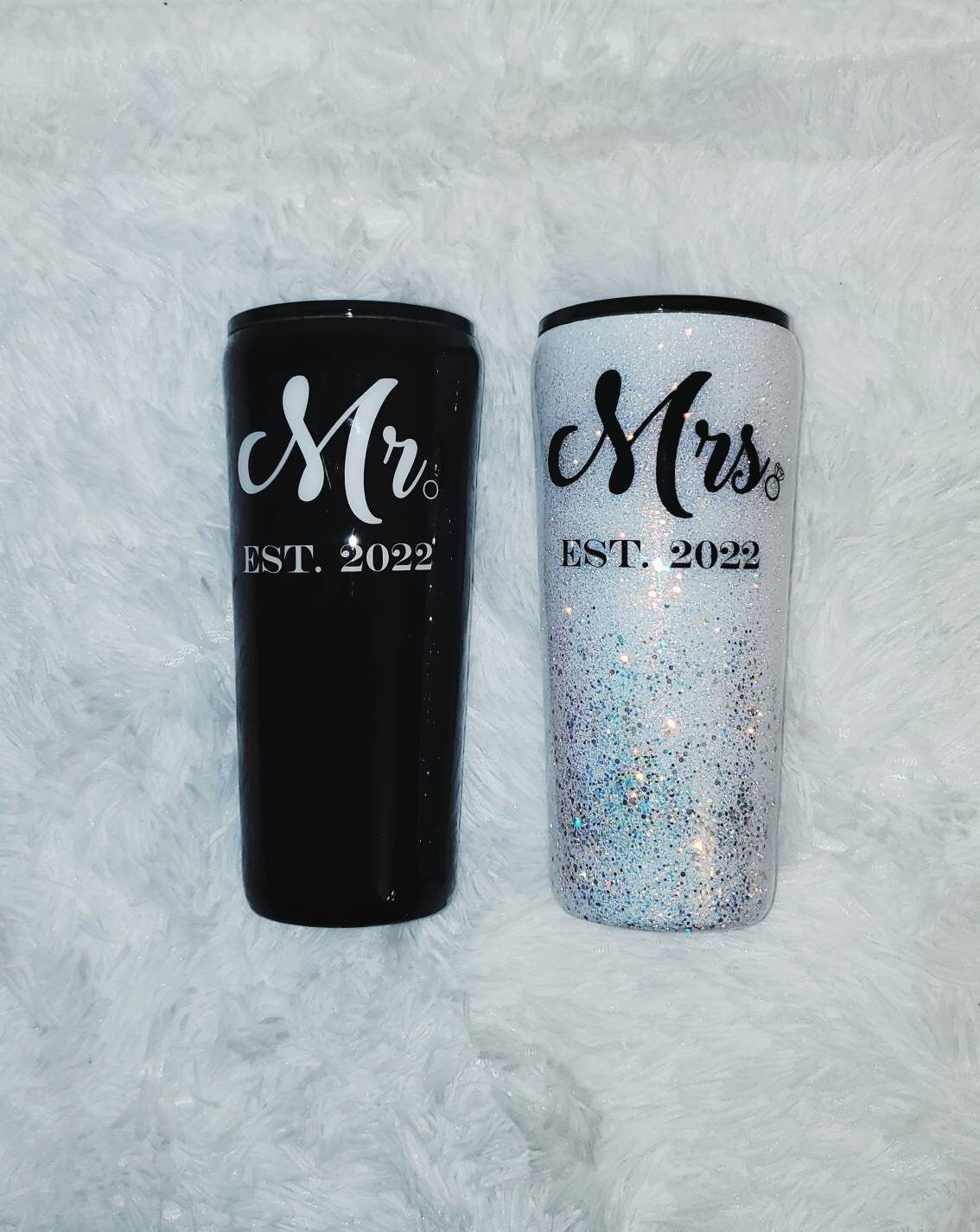 Mr & Mrs Wedding Tumbler Set | Husband and Wife Tumblers | Bride and Groom Tumblers | Personalized with the year of your choice:)