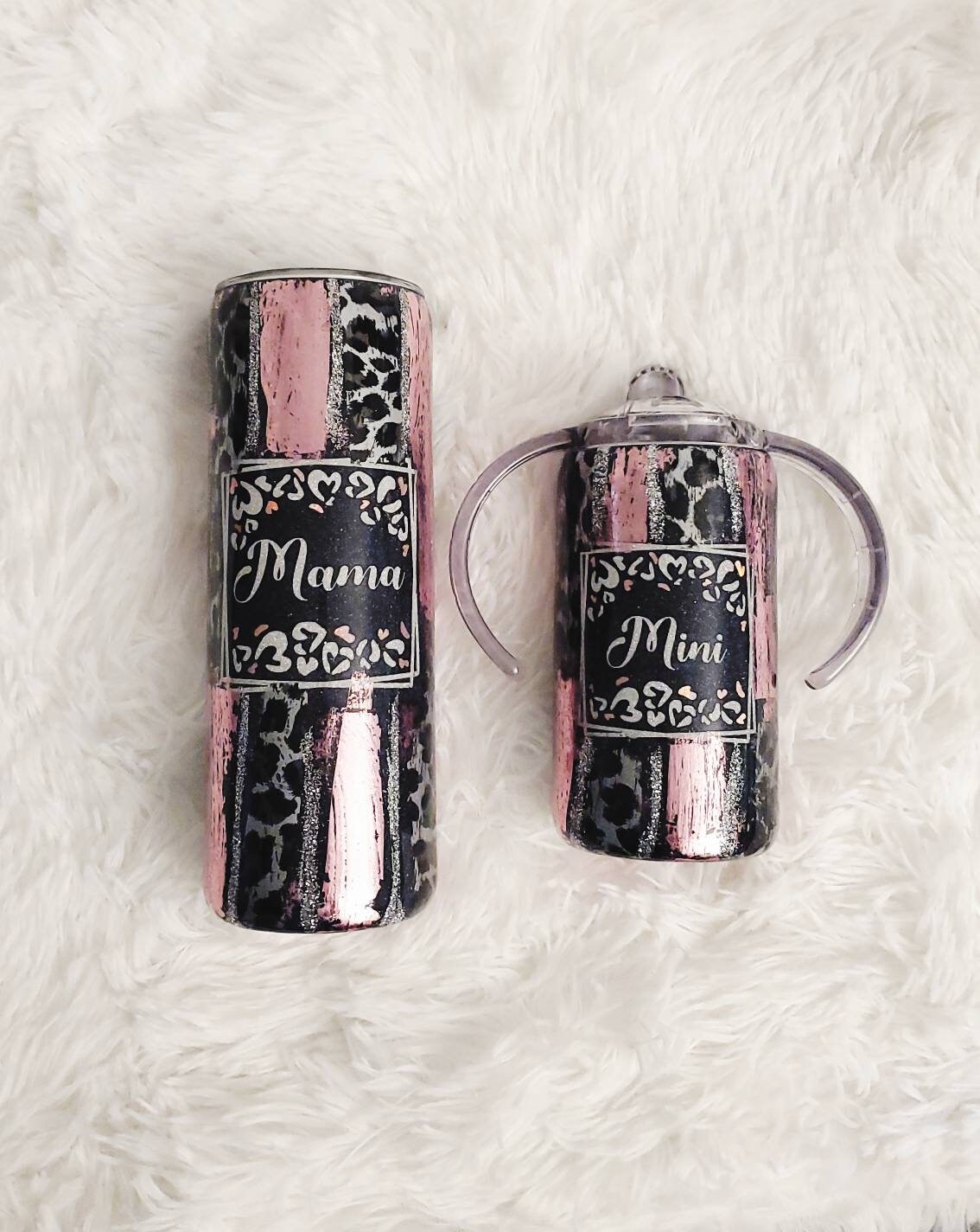 Ready To Ship*Mama and Mini Tumblers | Leopard Glitter Tumbler | Glitter Tumblers | Turquoise Tumblers | Rose Gold Tumblers | Mama and Mini