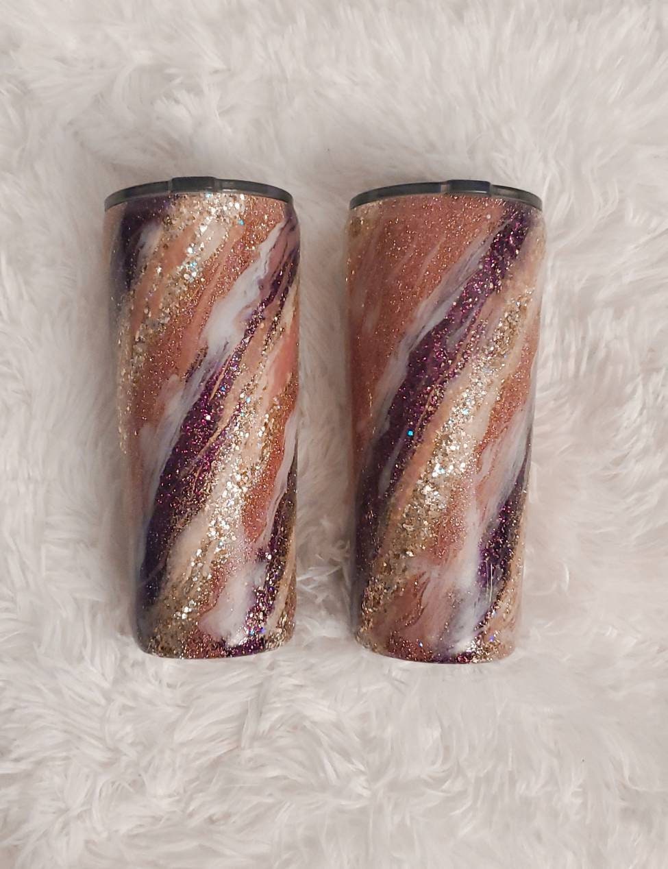 Rose Gold & Burgundy Mama Bear Milkyway Glitter Tumbler