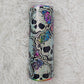 Rainbow Skull Skinny Tumbler | Glitter Skull Skinny Tumbler | Floral Skull Tumbler with Straw | Colorful Gothic Tumbler | Sparkly Skull Cup