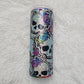 Rainbow Skull Skinny Tumbler | Glitter Skull Skinny Tumbler | Floral Skull Tumbler with Straw | Colorful Gothic Tumbler | Sparkly Skull Cup