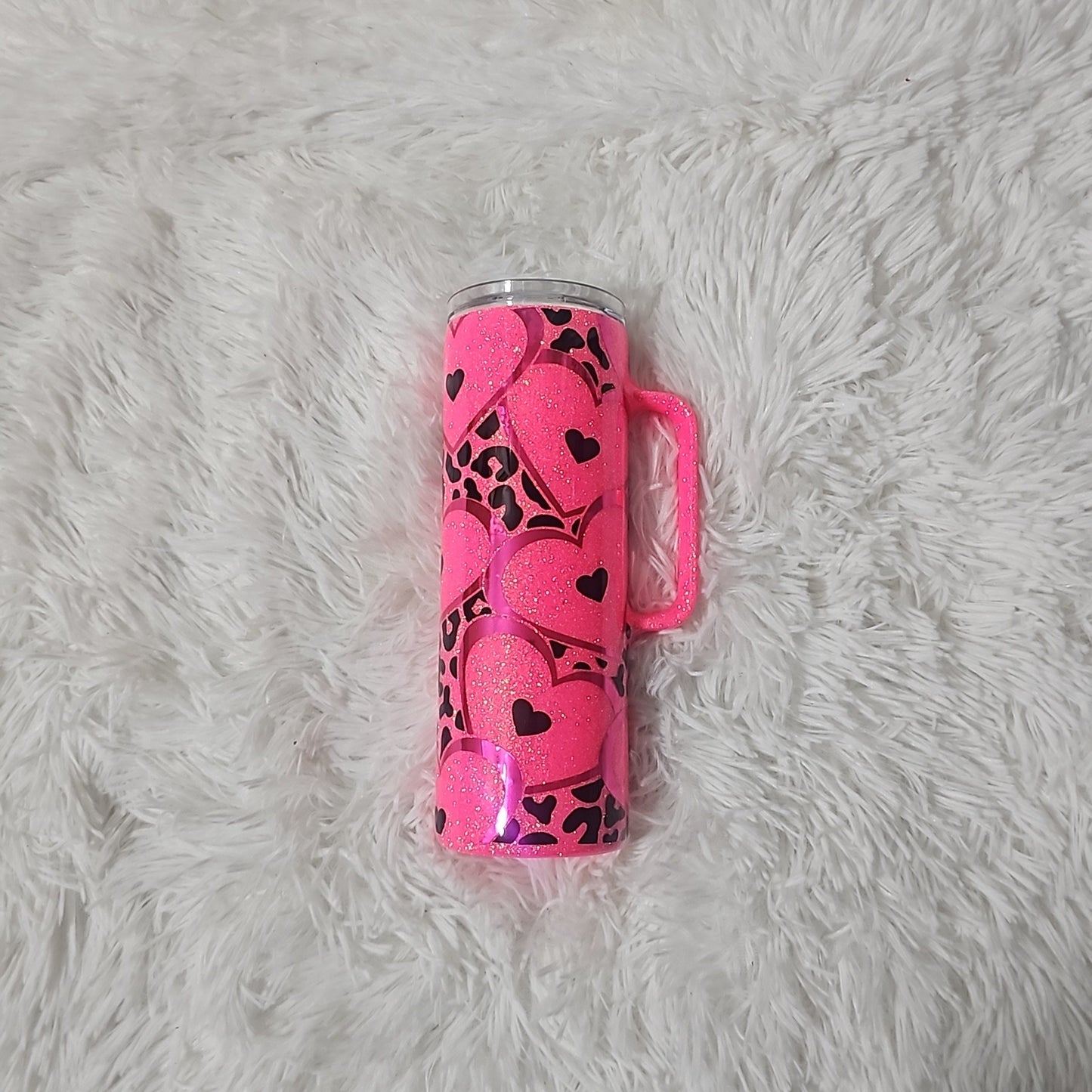 Ready To Ship***Leopard Heart Glitter Tumblers | Glitter Tumbler | Heart Tumbler | Leopard Glitter Tumbler | Heart Glitter Tumbler