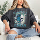 Beautiful Crazy Crewneck Sweatshirt | Turquoise Floral Skull Sweatshirt | Skull Sweatshirt | Beautiful Crazy | Floral Skull