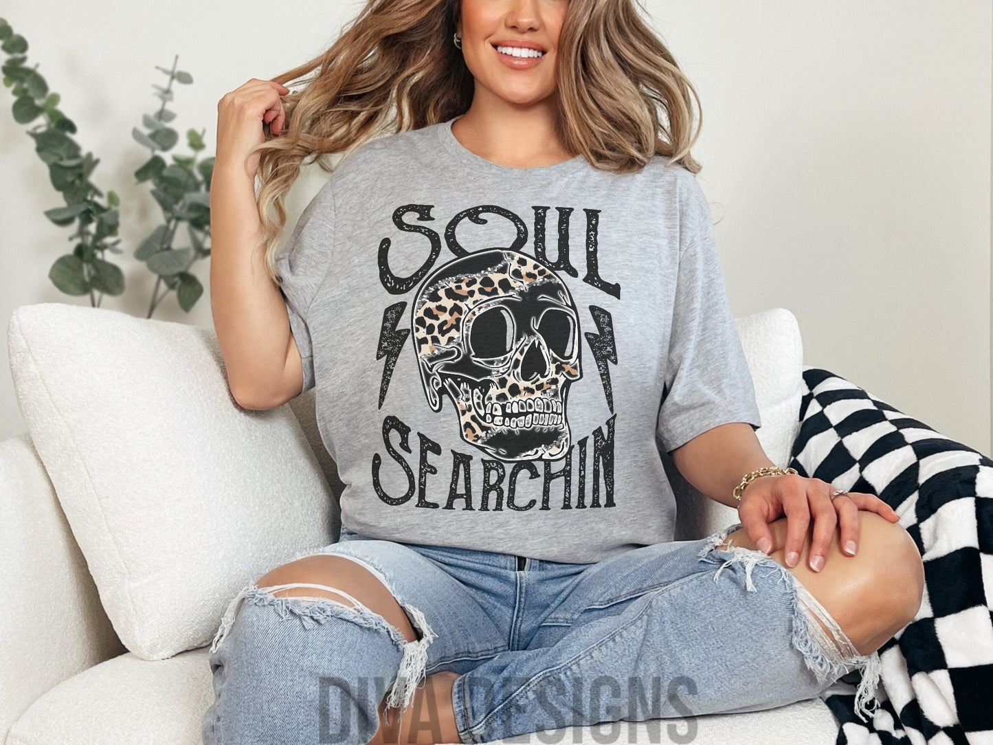 Soul Searchin T Shirt | Soul Searchin Leopard Tee | Graphic T Shirt | Skull Leopard T Shirt | Soul Searching T Shirt