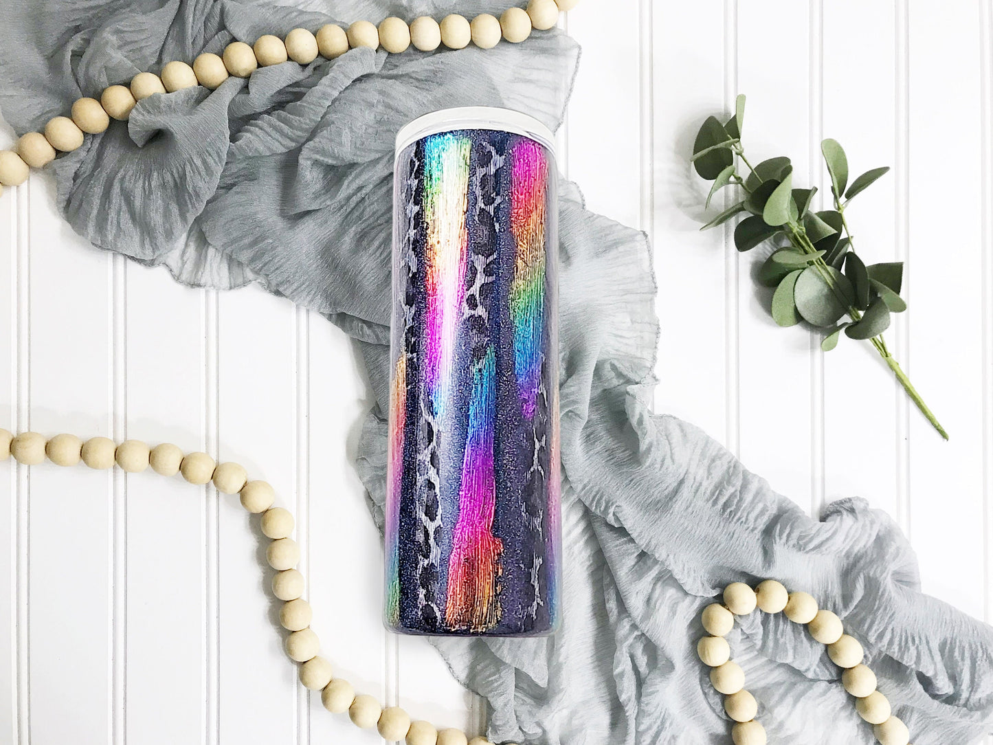 Ready To Ship***Rainbow Radiance Leopard Glitter Tumbler