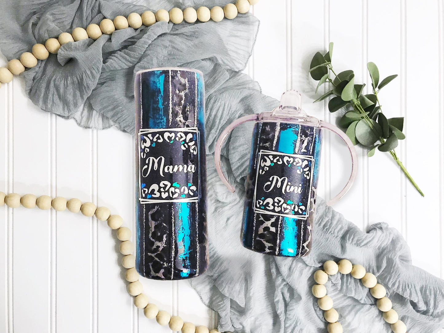 Ready To Ship*Mama and Mini Tumblers | Leopard Glitter Tumbler | Glitter Tumblers | Turquoise Tumblers | Rose Gold Tumblers | Mama and Mini