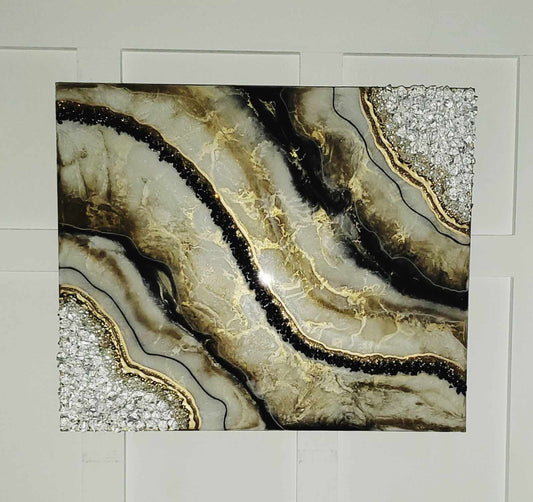 Black & Gold Resin Art Panel